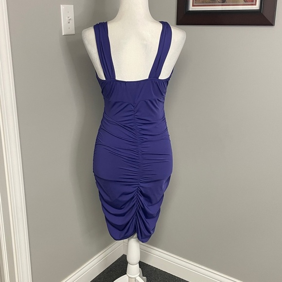 Frederick’s of Hollywood | purple form fitted medium sexy bodycon Sparkle ruched - Picture 4 of 6